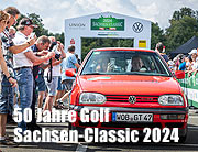 Traumhafte Sommertour durch Sachsen – Stars am (Oldtimer-)Lenker! „50 Jahre Golf“: Katarina Witt, Maximilian Arland und weitere VIPs gingen bei der „Sachsen Classic“ in den historischen Kult-Fahrzeugen an den Start! (©Foto: Hendryk Meyerfür VW)